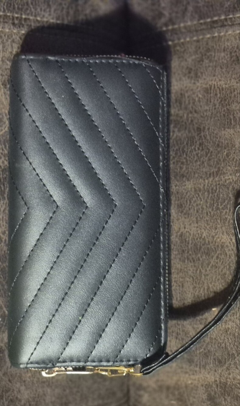 Classic Black Quilted Wristlet Wallet